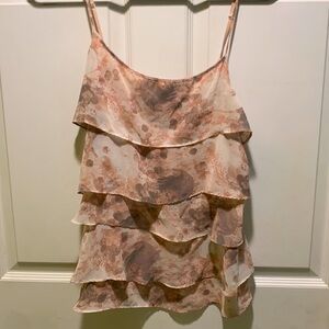 Adorable Pink Designed Ruffled Sleeveless Top New York & Company Women’s L